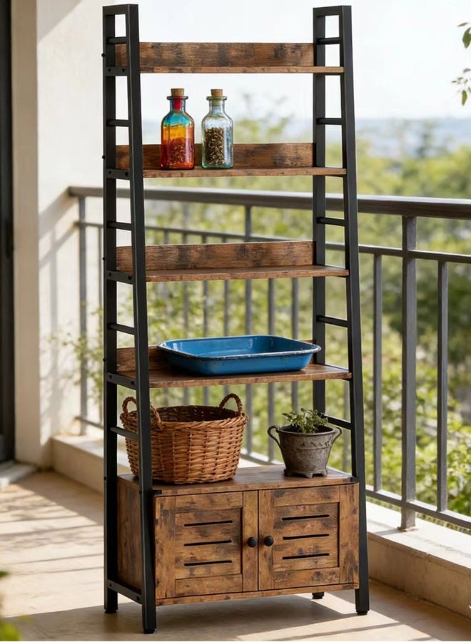 JCB CHIC 70×35×177 سم  رف سلم، رف كتب بخمسة أرفف، رفوف تخزين زاوية، رف قائم بذاته لتنظيم غرفة المعيشة والمطبخ والمكتب المنزلي والشرفة والمساحات الصغيرة، إطار معدني - Image 1